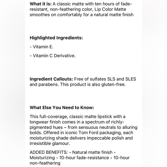 TOM FORD Lip Color Matte Lipstick in 100 100 Deluxe Mini 1 g - Picture 9 of 9